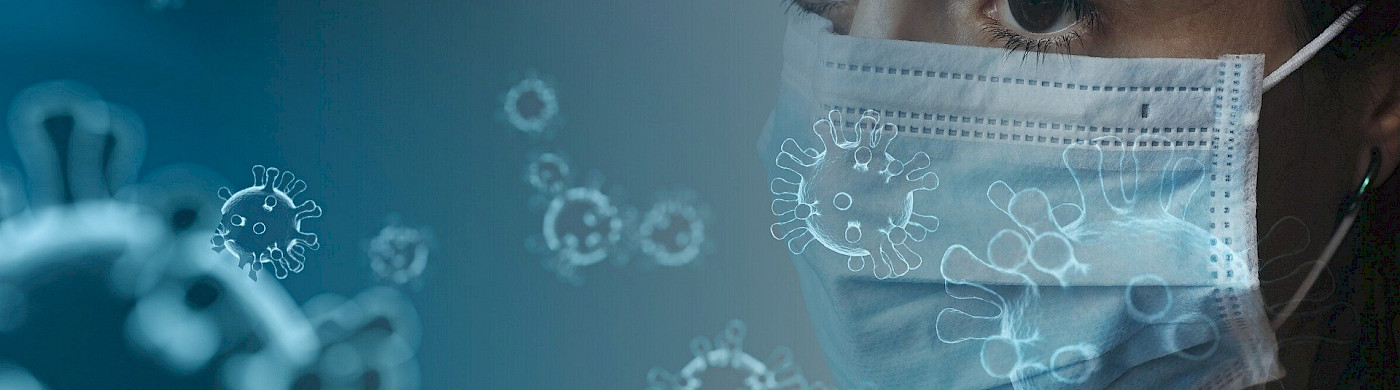 Frau mit Mundschutzmaske und Corona Viren - © Pixabay / Tumisu